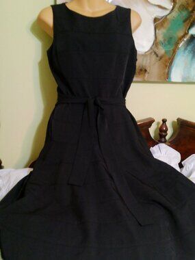 Vintage Calvin  Klein black dress good condition  sleeveless with belt
